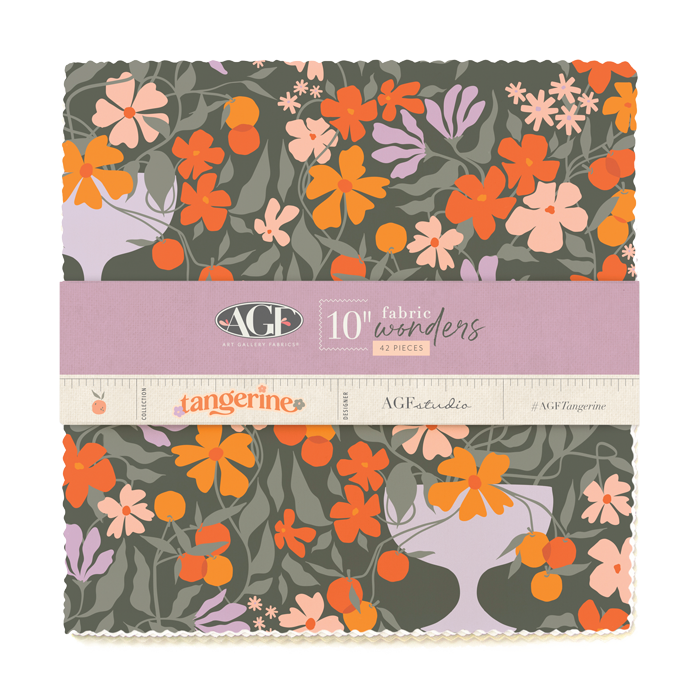 Der Rabe im Schlamm Layer Cake kaufen 10" squares Precuts Fabric Wonders Art Gallery Fabrics AGF studio Tangerine