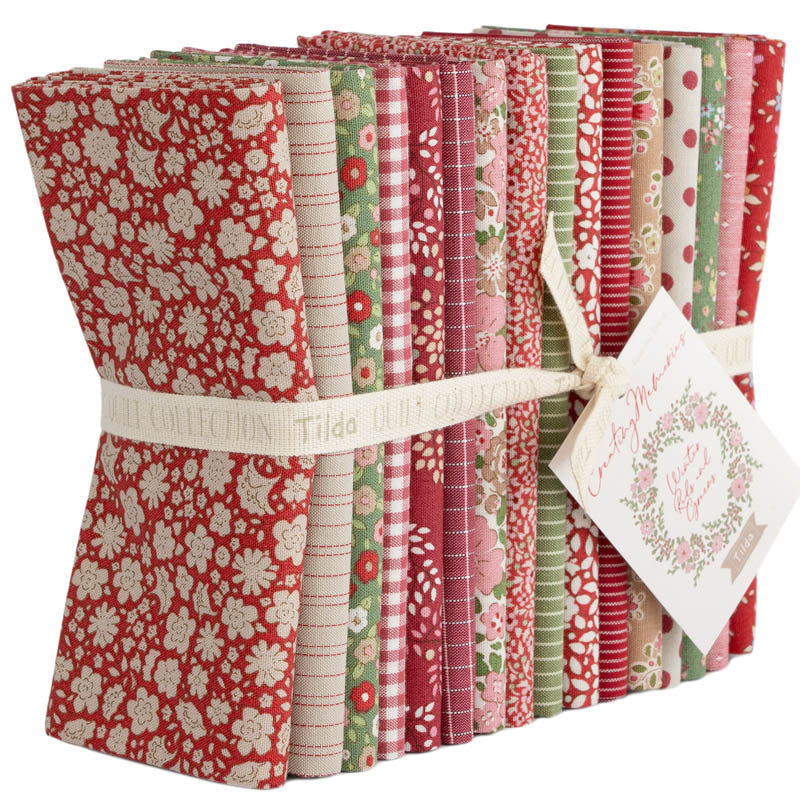 Der Rabe im Schlamm Fat Quarter Bundle Stoffpaket Precuts kaufen Deutschland Patchworkstoff Tilda Creating Memories Winter Christmas Grün Rot