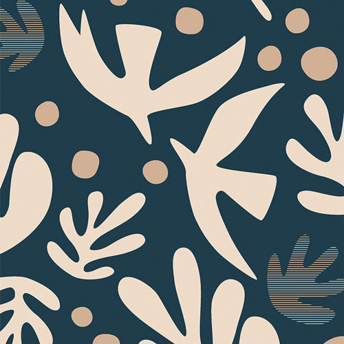 Der Rabe im Schlamm Patchworkstoff Quiltrückseite Überbreite Quiltbacking kaufen Art Gallery Fabrics Duval Suzy Quilts Boho Birds Nova