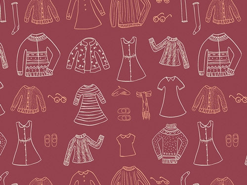 Der Rabe im Schlamm Little Clementine Papercut Wardrobe Crimson Art Gallery Fabrics Stoff kaufen Quiltrückseite