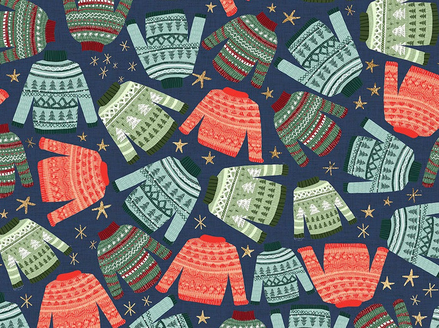 Der Rabe im Schlamm Meterware kaufen Free Spirit Mia Charro Winter Warmth Navy