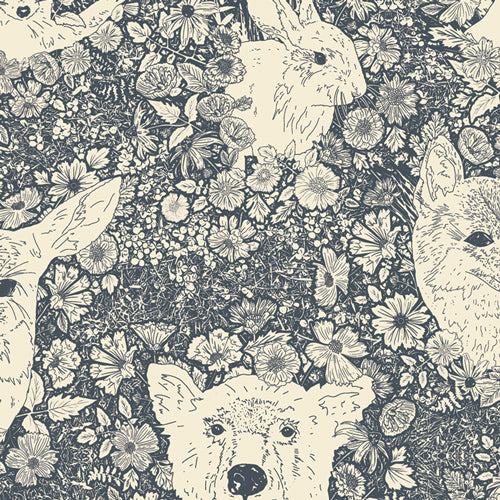 Der Rabe im Schlamm The Open Road Wandering With Bear Bonnie Christine Art Gallery Fabrics Stoff kaufen Quiltrückseite