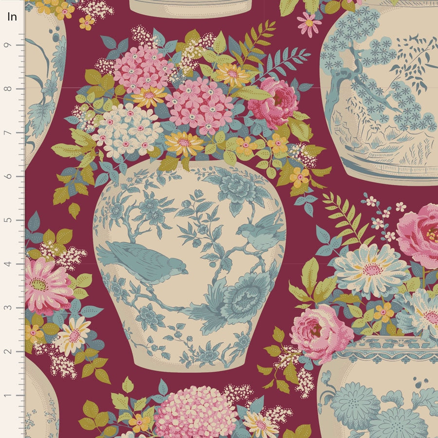 Patchworkstoff kaufen Der Rabe im Schlamm Tilda Chic Escape Flowervase Maroon