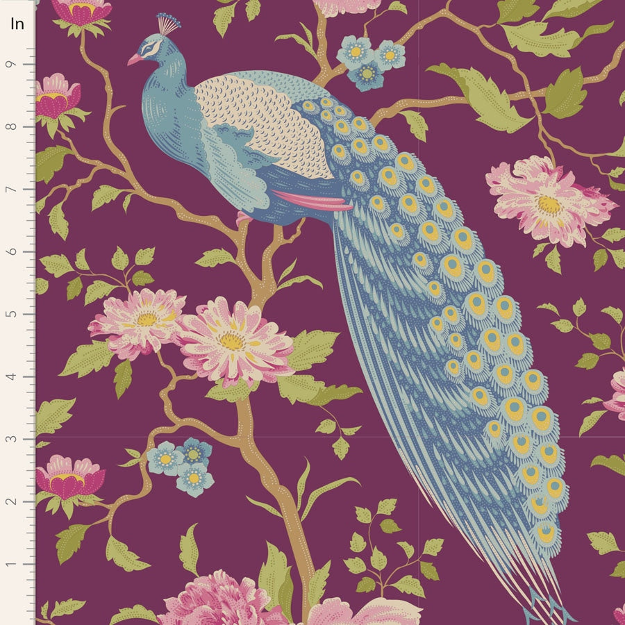 Patchworkstoff kaufen Der Rabe im Schlamm Tilda Chic Escape Peacock Tree Grape