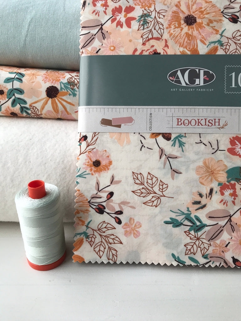 Quilt Kit Materialpackung Nähpaket Ravenbrook 1 Art Gallery Fabrics Bookish Essex yarn dyed Linen