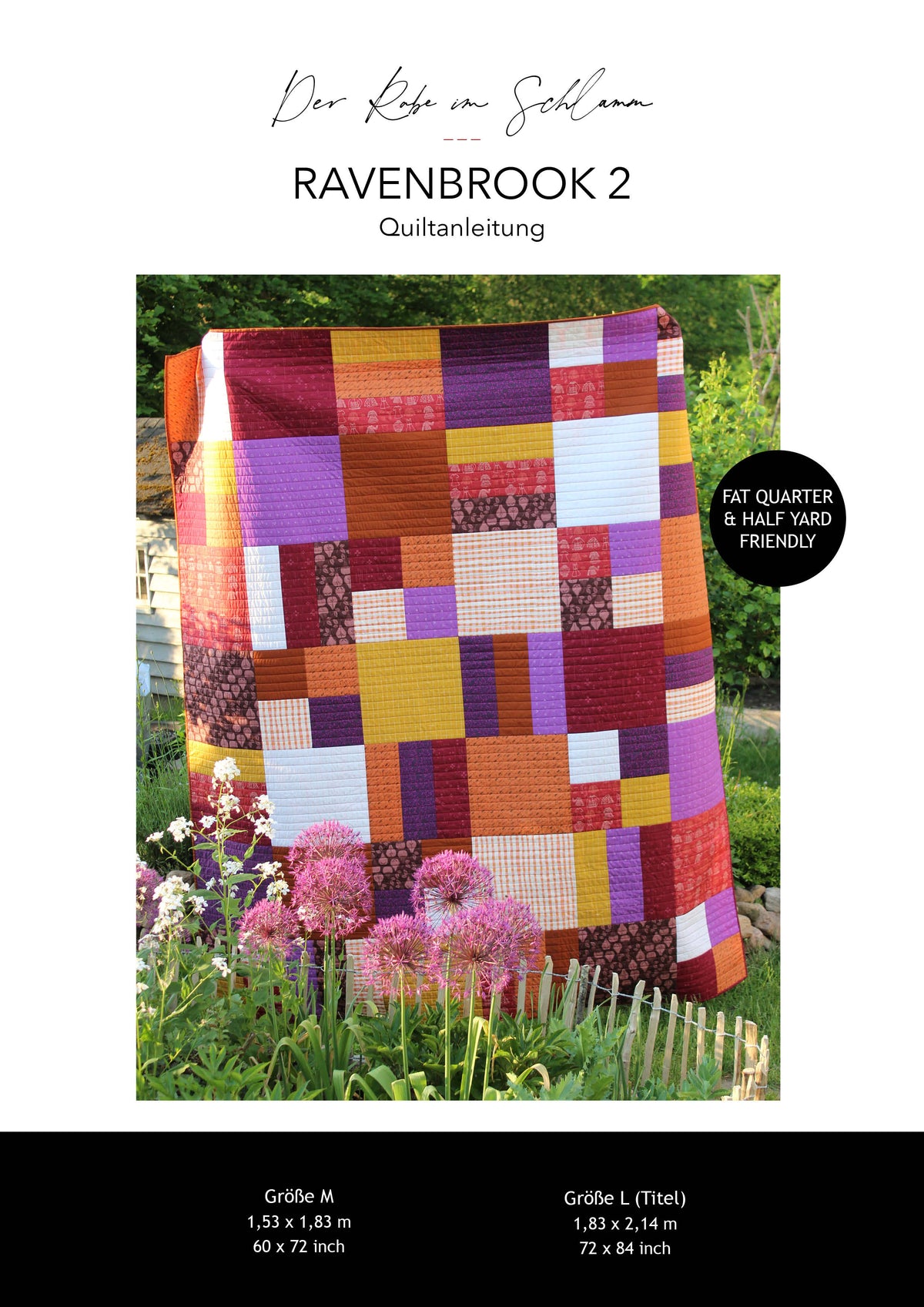 Der Rabe im Schlamm Ravenbrook 2 Quiltanleitung deutsch Fat Quarter friendly Half Yard Quiltpattern Anleitung Patchworkdecke nähen