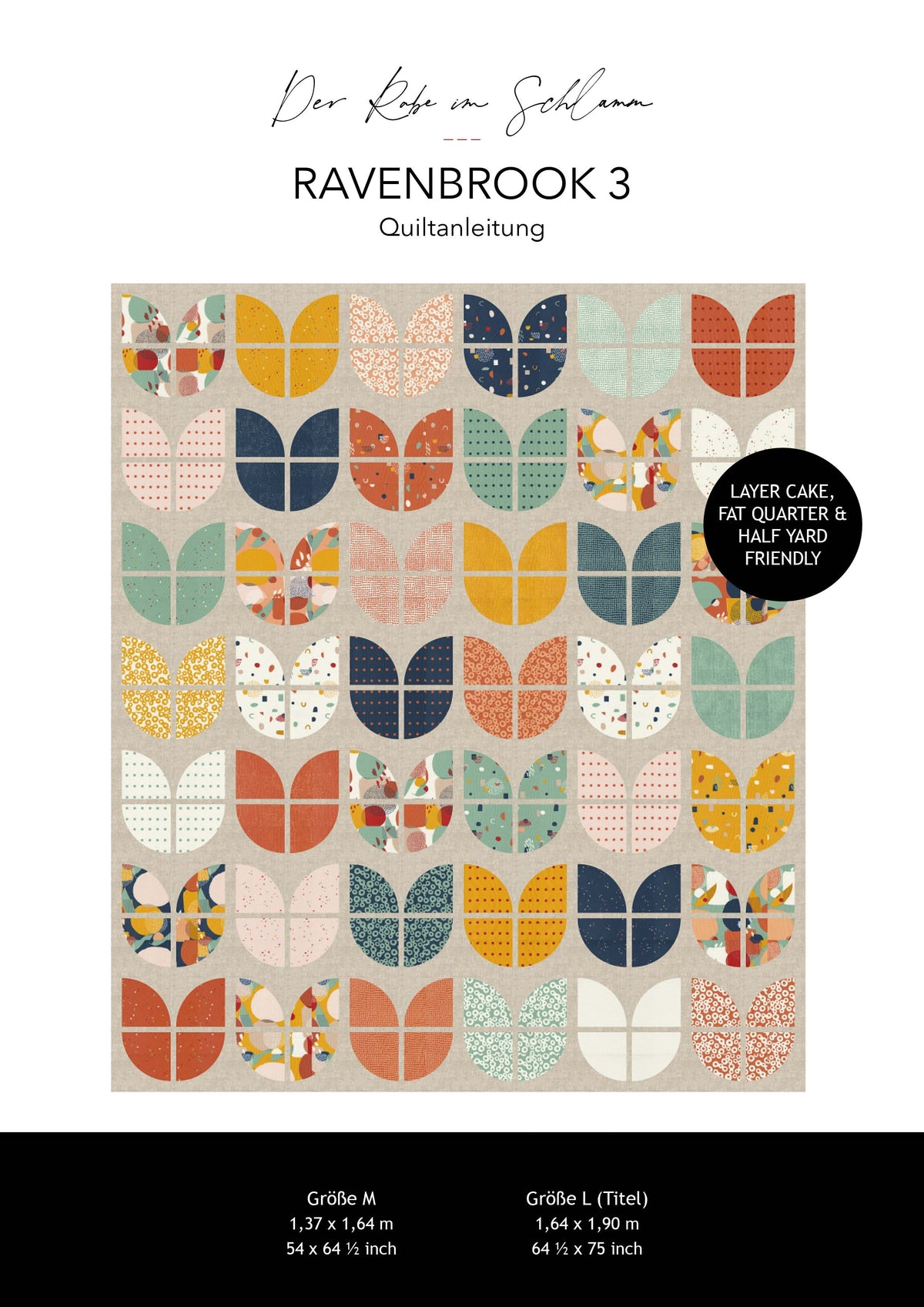 Der Rabe im Schlamm Ravenbrook 3 Quilt Quiltanleitung Quiltpattern deutsch Layer Cake Fat Quarter friendly Patchworkdecke nähen