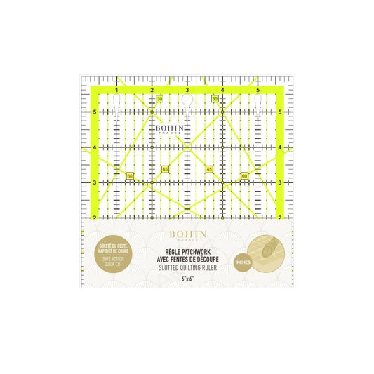 Der Rabe im Schlamm Quiltshop Deutschland Bohin Slotted Patchworklineal Ruler kaufen 6 inch Schlitz Schneideschlitz