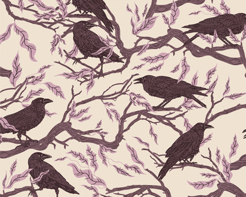 Der Rabe im Schlamm Patchworkstoffe kaufen Quiltshop Deutschland Art Gallery Fabrics Halloween Ghostly Haunted Raben