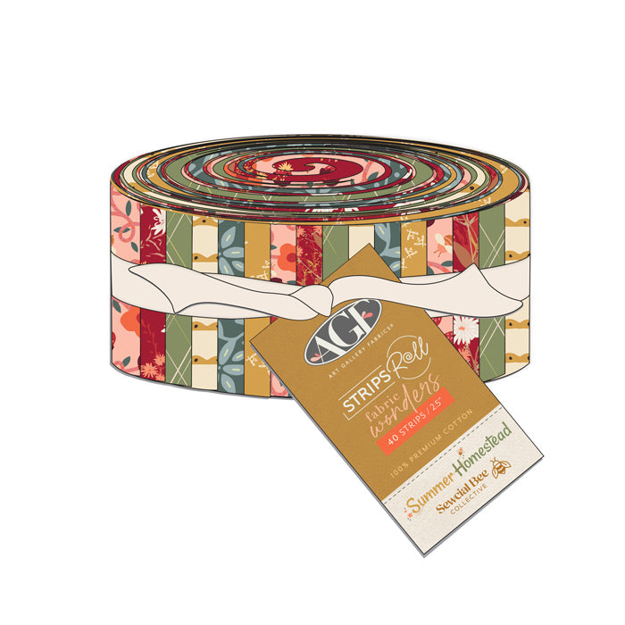 Jelly Roll 2,5 inch Strips Roll Precuts Stoffset Patchworkstoffe kaufen Deutschland Der Rabe im Schlamm Art Gallery Fabrics Sewcial Bee Collective Summer Homestead