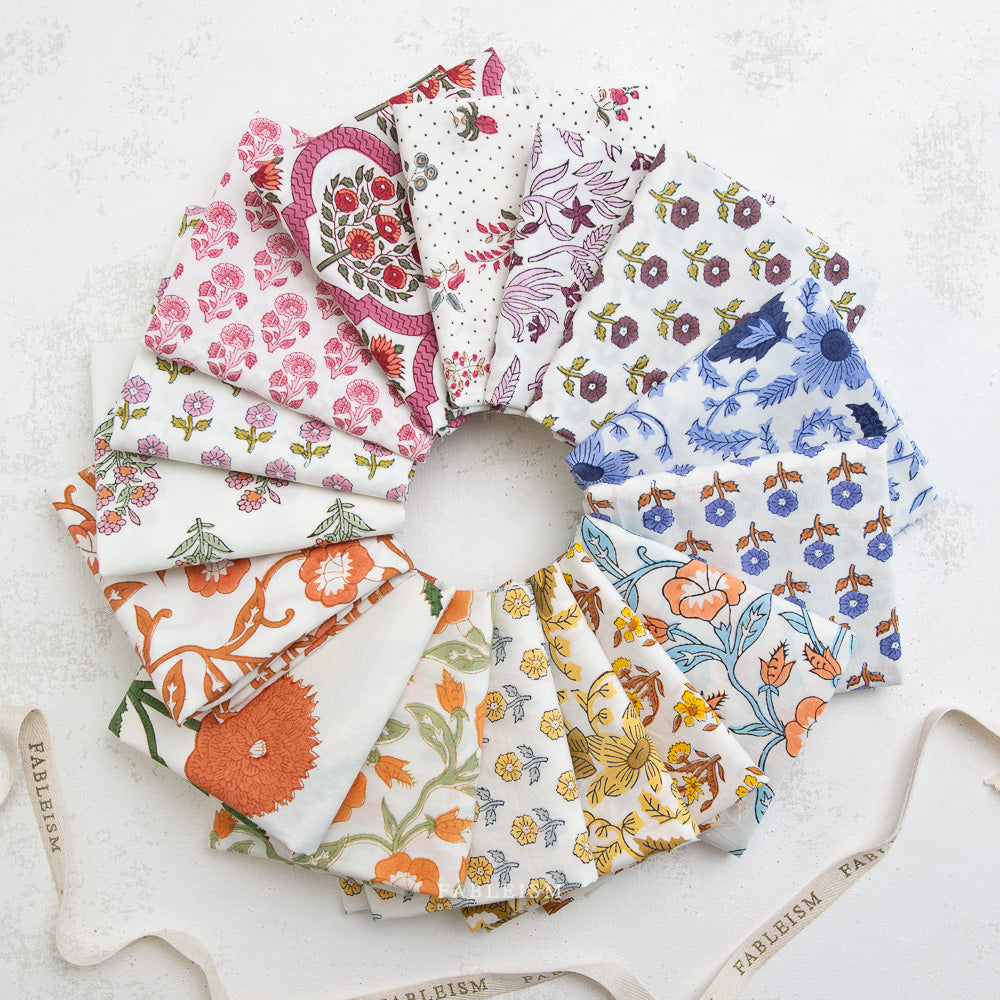Fat Quarter Bundle Precuts Stoffset Patchworkstoffe kaufen Deutschland Der Rabe im Schlamm Fableism Indian Block Prints Cottage