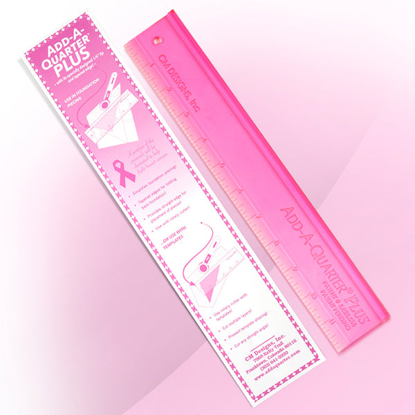 Der Rabe im Schlamm Quiltshop Deutschland Add a quarter plus pink Lineal 12 inch 6 inch FPP Foundation Paper Piecing Ruler