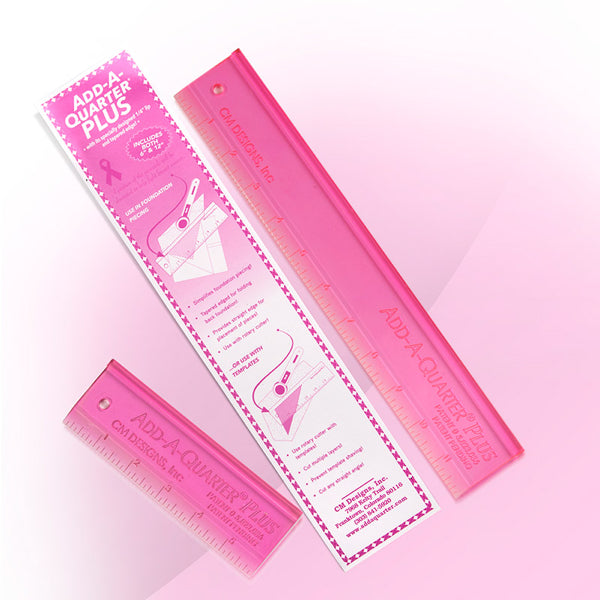 Der Rabe im Schlamm Quiltshop Deutschland Add a quarter plus pink Lineal 12 inch 6 inch FPP Foundation Paper Piecing Ruler Sparset