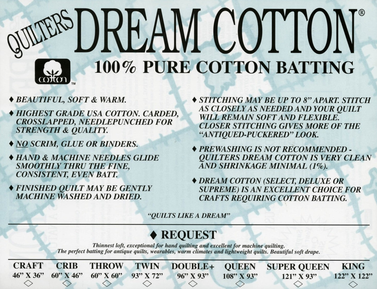 Baumwollvlies Quiltvlies Quilters Dream Cotton Request Twin Der Rabe im Schlamm kaufen