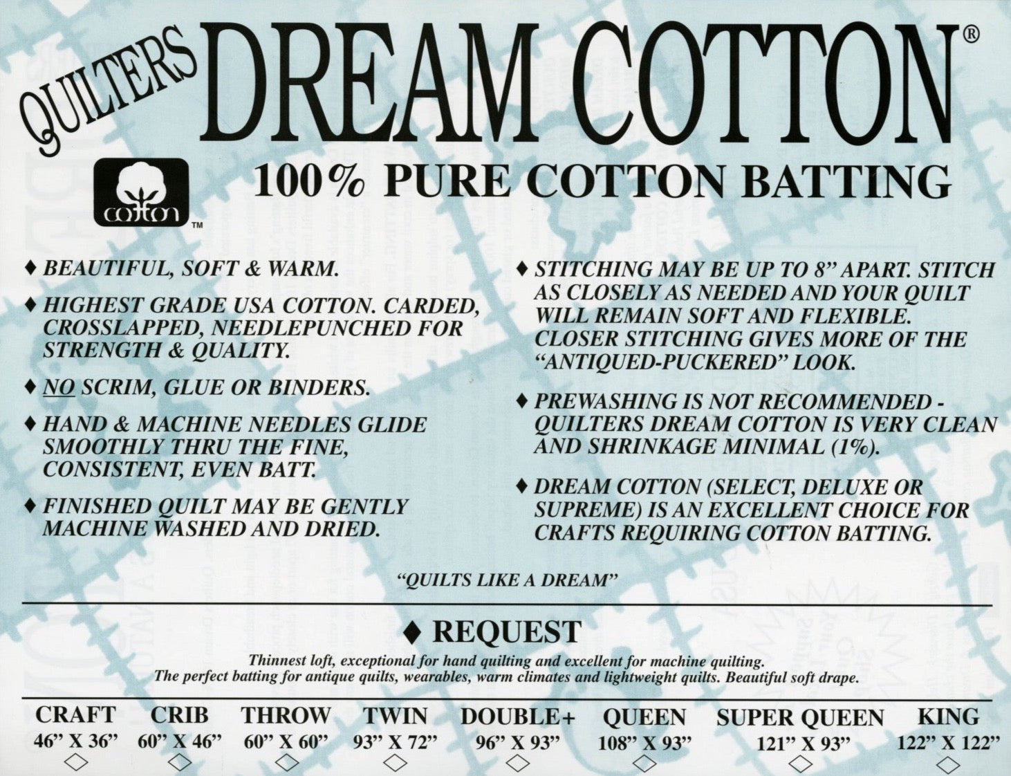 Baumwollvlies Quiltvlies Quilters Dream Cotton Request Crib Size Der Rabe im Schlamm kaufen