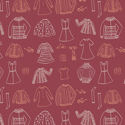Der Rabe im Schlamm Little Clementine Papercut Wardrobe Crimson Art Gallery Fabrics Stoff kaufen Quiltrückseite